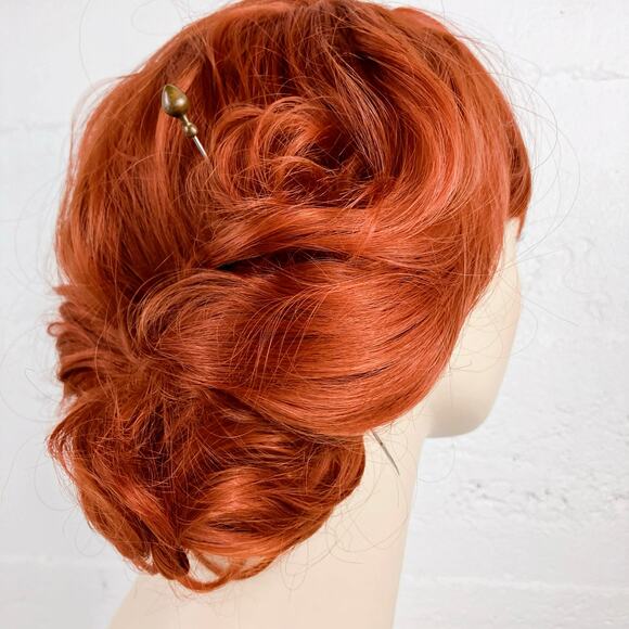 Antique Brass Tone Metal Hair Bodkin Hatpin Hairpin 1900s–1910s Steel 6" Vintage - Picture 4 of 12